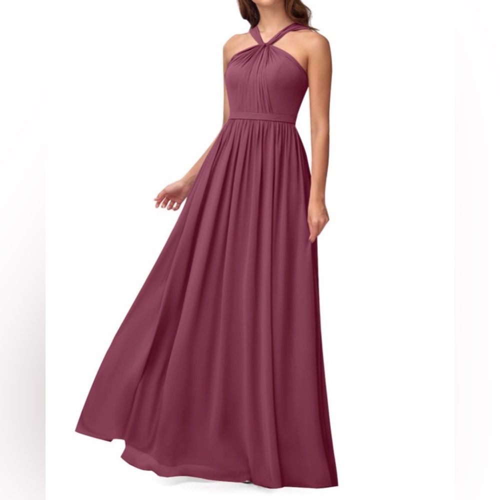 Azazie Jacey Desert Rose bridesmaid dress